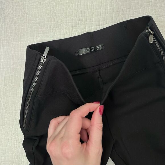 ZARA STRETCH BLACK ZIPPERED MID-RISE LEGGING PANT TROUSERS Sizes XS, 24” - Picture 10 of 12